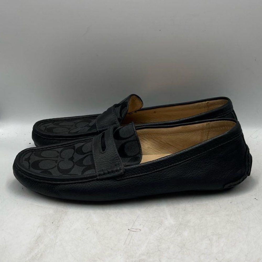 Coach Mens Q907 Neal Black Signature Moc Toe Slip On Penny Loafer Shoes Size 12M - Picture 2 of 6